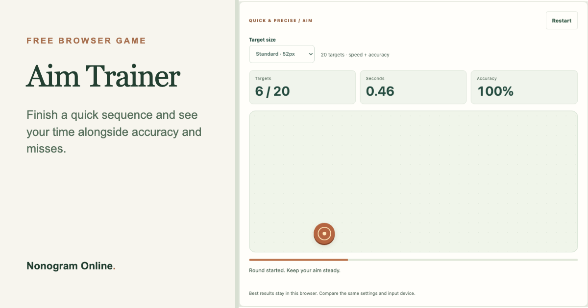 A screenshot of the Aim Trainer browser game